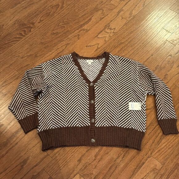 NWT a.n.a xxl button up  sweater - brown and white - Picture 1 of 7